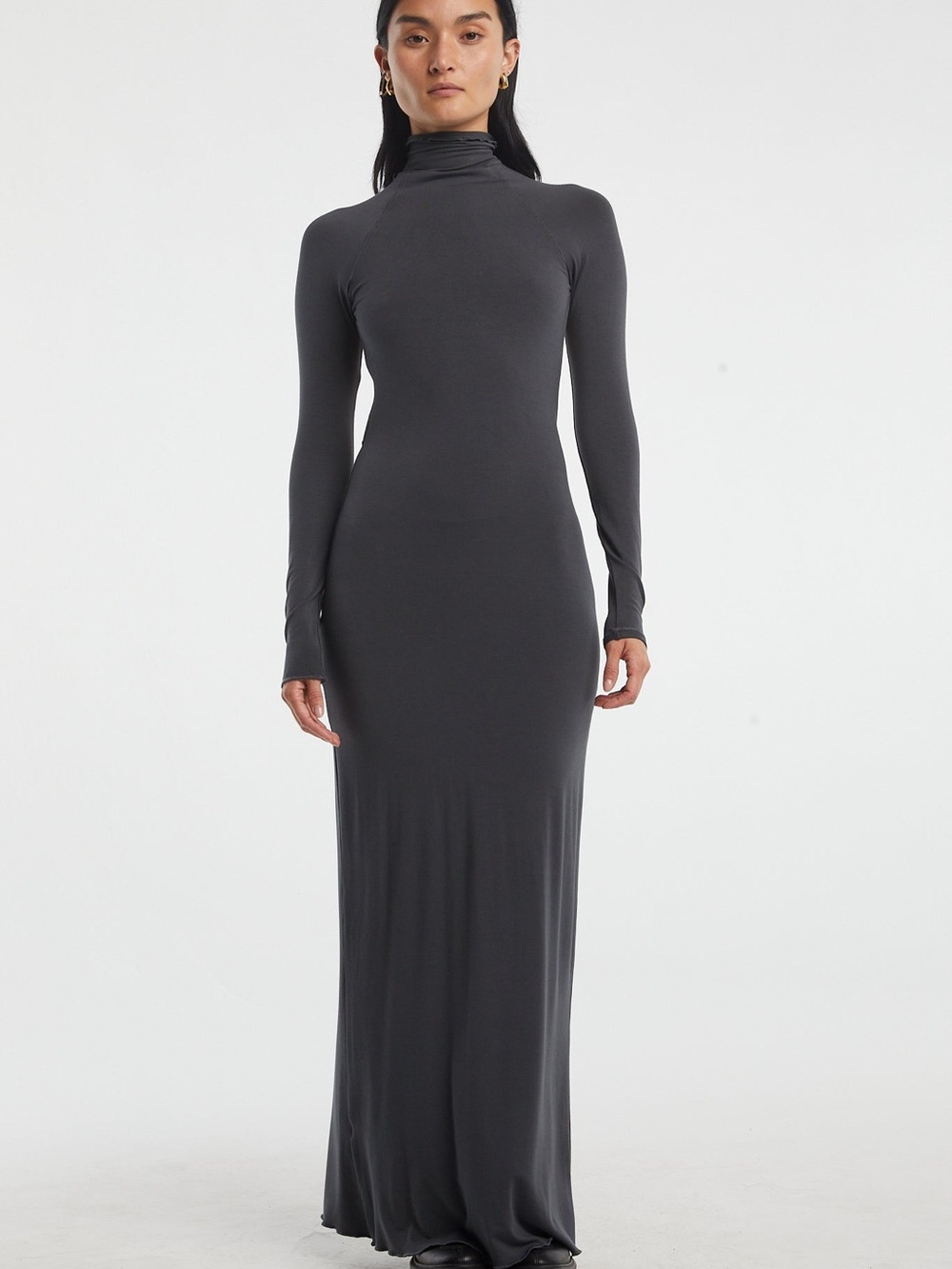 NWT - The Line By K - Lenny Dress Black Long Sleeve Turtleneck Maxi Dres